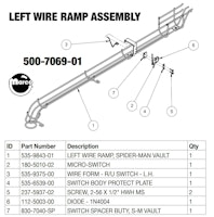 SPIDERMAN VAULT (Stern) Wire ramp assembly left
