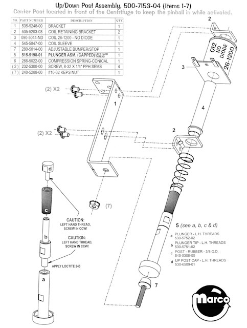 CSI (Stern) Up/Down post assembly