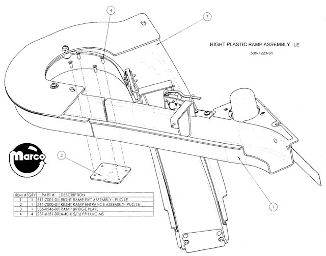 X-MEN LE (Stern) Ramp right assembly