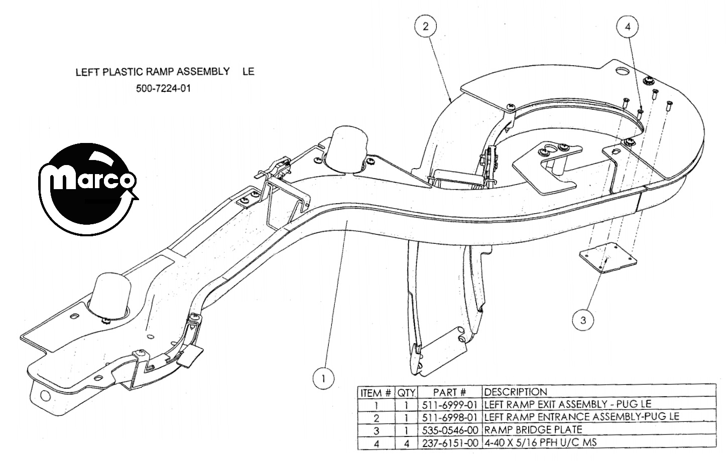X-MEN LE (Stern) Ramp left assembly