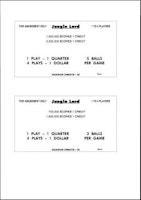 JUNGLE LORD (Williams) Score Cards (3)