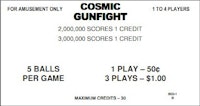 COSMIC GUNFIGHT (Williams) Score Cards 3