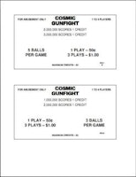 COSMIC GUNFIGHT (Williams) Score Cards 3