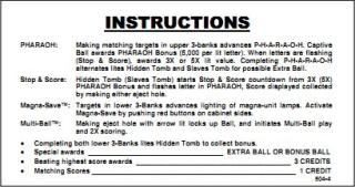 PHARAOH (Williams) Score Cards (4)