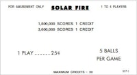 SOLAR FIRE (Williams) Score cards (4)