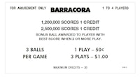 BARRACORA (Williams) Score Card