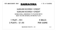 BARRACORA (Williams) Score Card