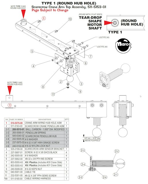 BATMAN (Stern) Scarecrow crane assembly Type 1