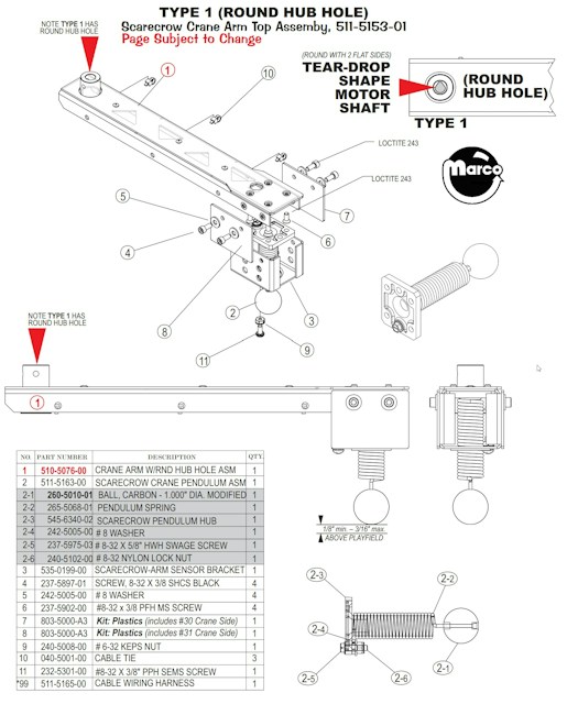 BATMAN (Stern) Scarecrow crane assembly Type 1