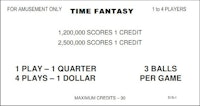 TIME FANTASY (Williams) Score cards (3)