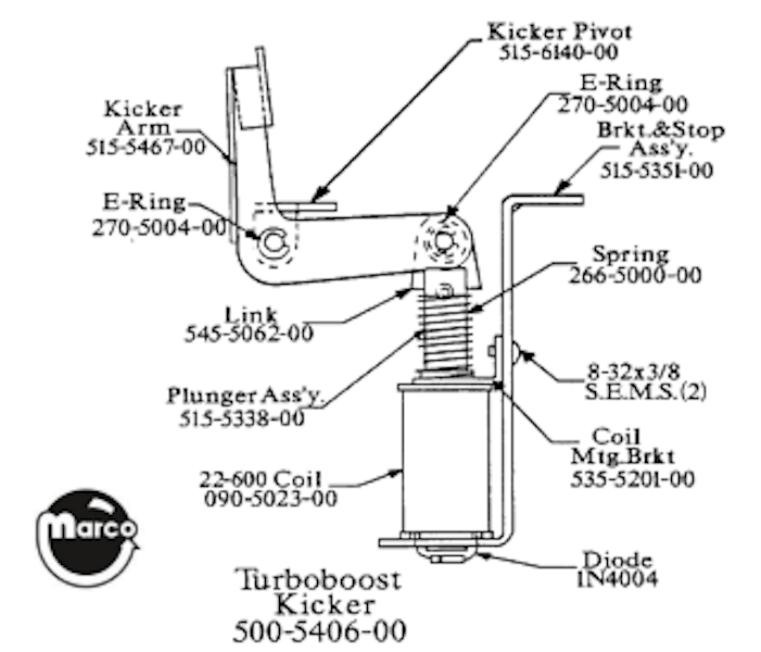 Diagramビジュー ハイヒール 515-5351-00 - Z coil bracket Data East - Marco Specialties