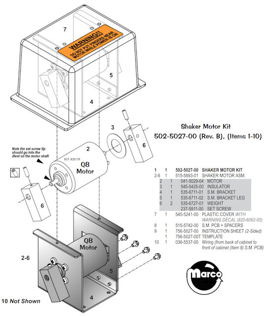 Shaker motor kit Data East / Sega / Stern