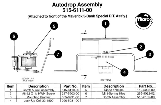 MAVERICK (Sega) Drop target autodrop assembly
