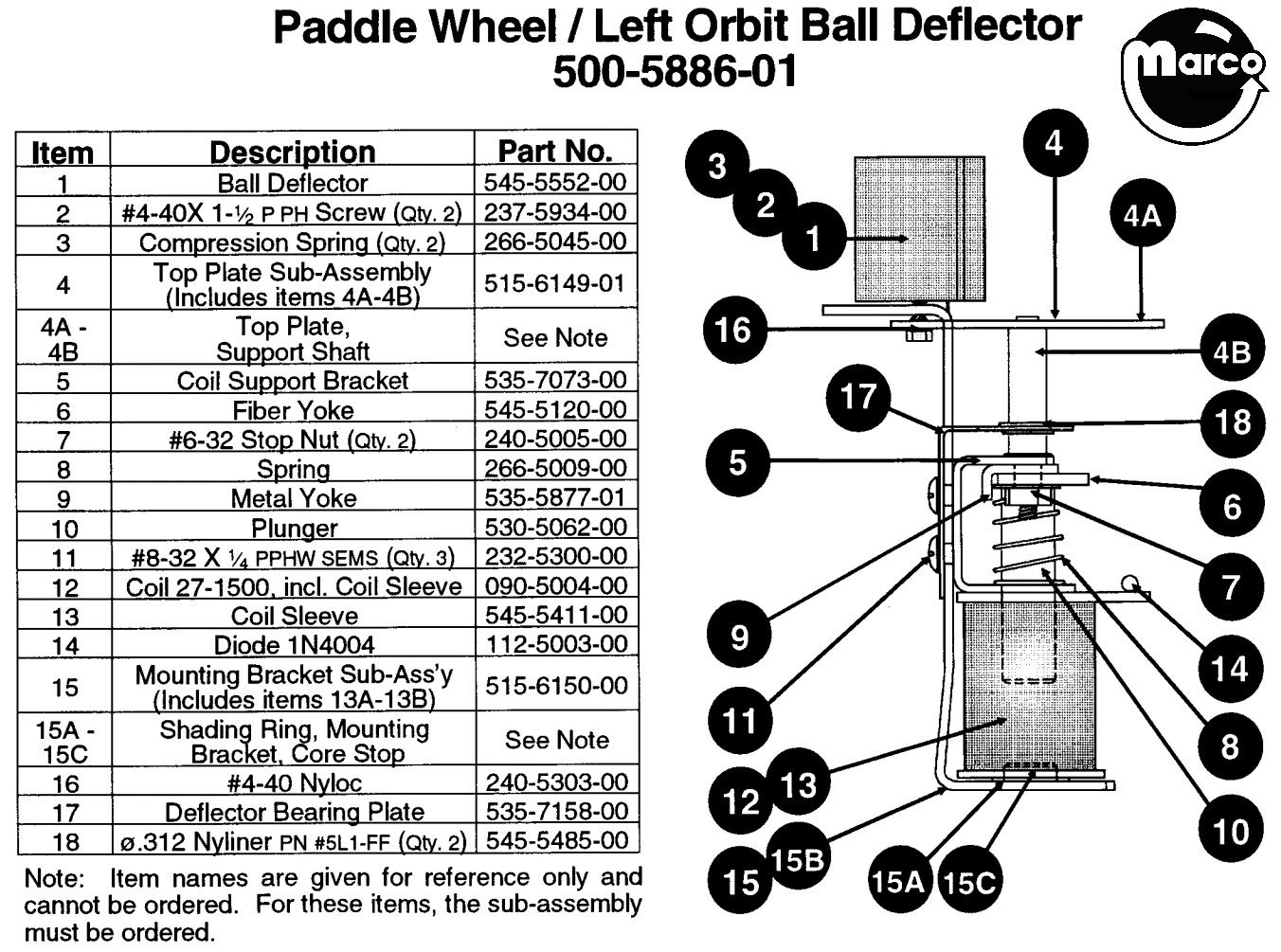 515-6150-00 - Ball deflector mounting bracket - Marco Specialties