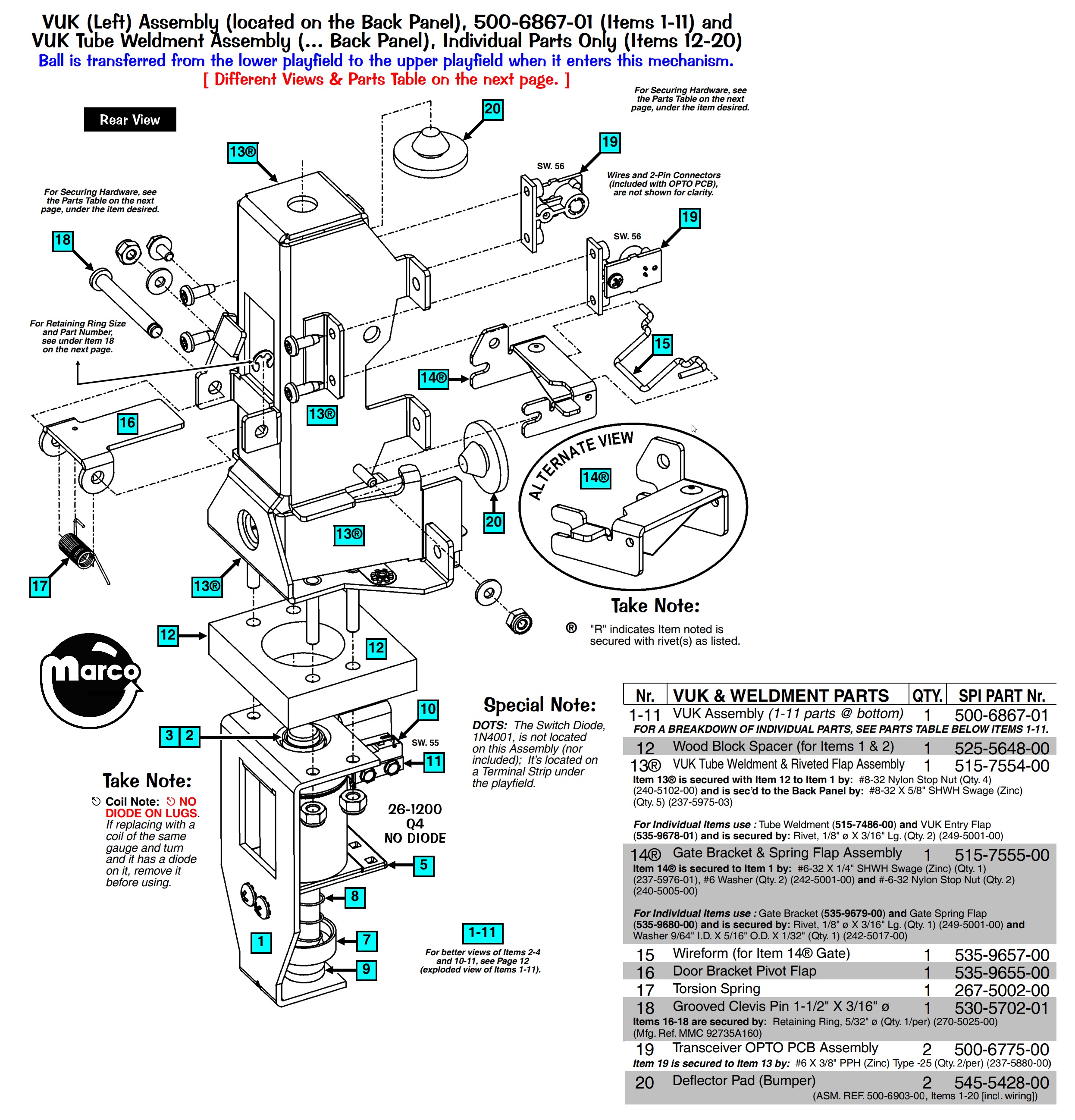 VUK gate bracket and spring
