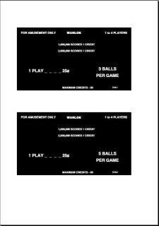 WARLOK (Williams) Score card set (4)