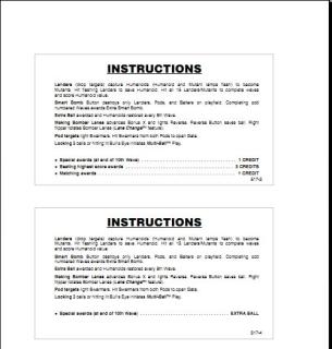 DEFENDER Pinball (Williams) Score Cards