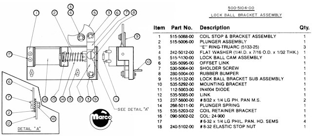 Lock ball mounting bracket Data East