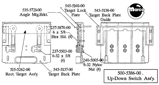 Moving target bank back plate Data East