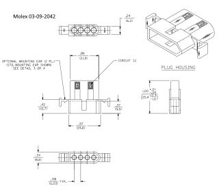 Connector plug 4 pin male GI .093 inch 03-09-2042