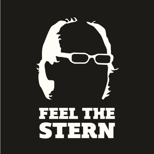 Feel The Stern T-shirt, white print on black, Mens Small