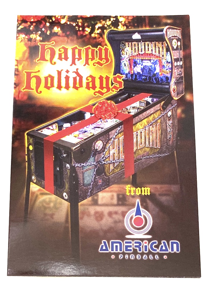 Postcard - American Pinball HOUDINI Happy Holidays