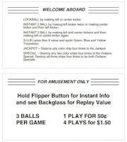 TORPEDO ALLEY (Data East) Score cards