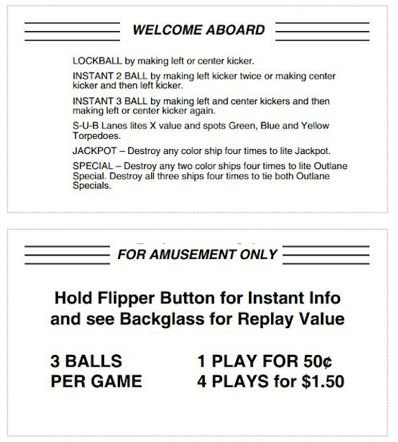TORPEDO ALLEY (Data East) Score cards