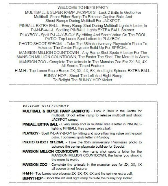 PLAYBOY 35th (DE) Score Cards