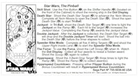 STAR WARS (Data East) Score Cards