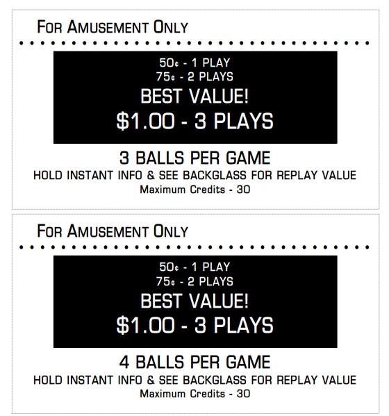 Price Cards Data East