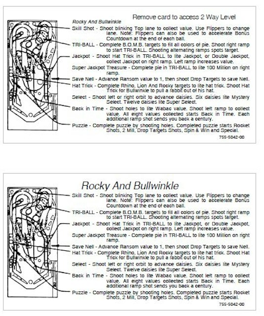 ROCKY & BULLWINKLE (DE) Score Cards