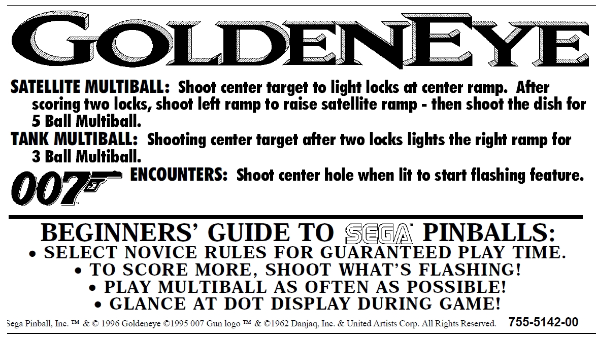 GOLDENEYE (Sega) Score card