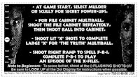 X-FILES (Sega) Instruction Card