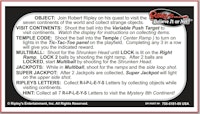 RIPLEY'S (Stern) Card Instructions