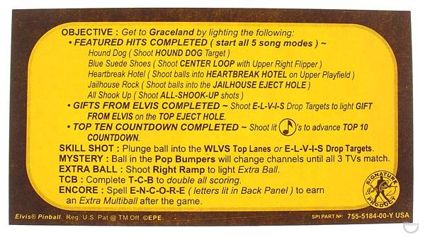 ELVIS (Stern) Card Instructions