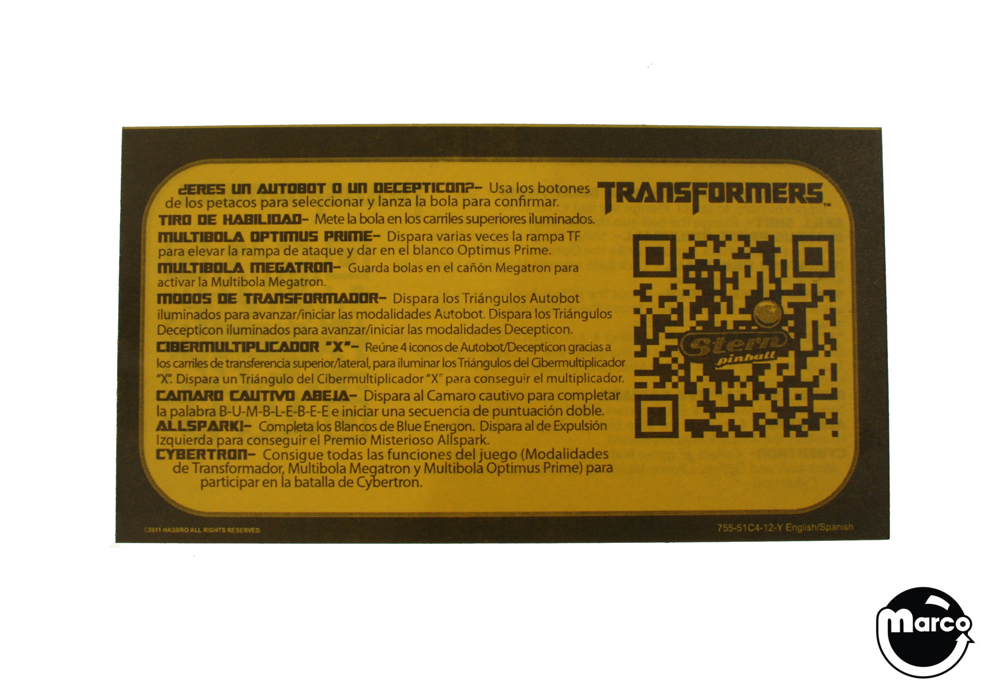 TRANSFORMERS LE (Stern) Score card