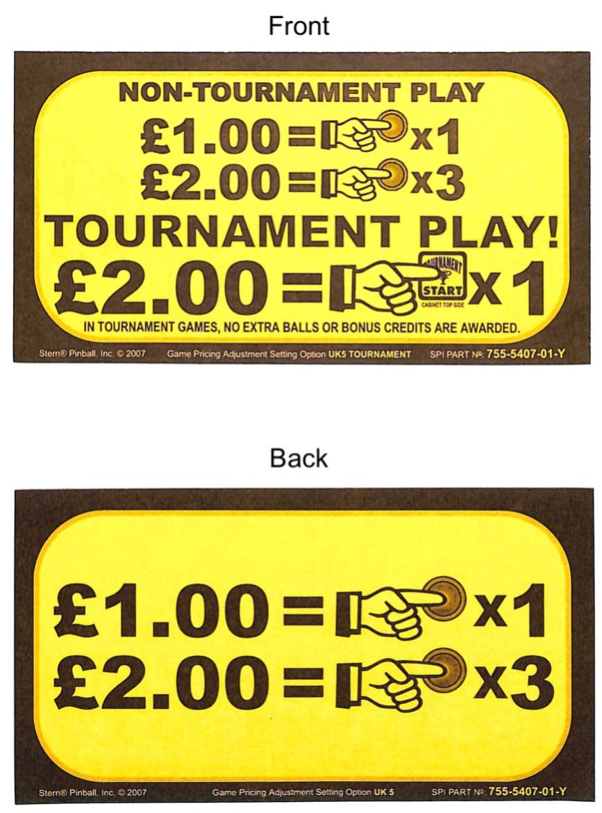 Price Card Stern £1.00 x 1 / £2 x 3