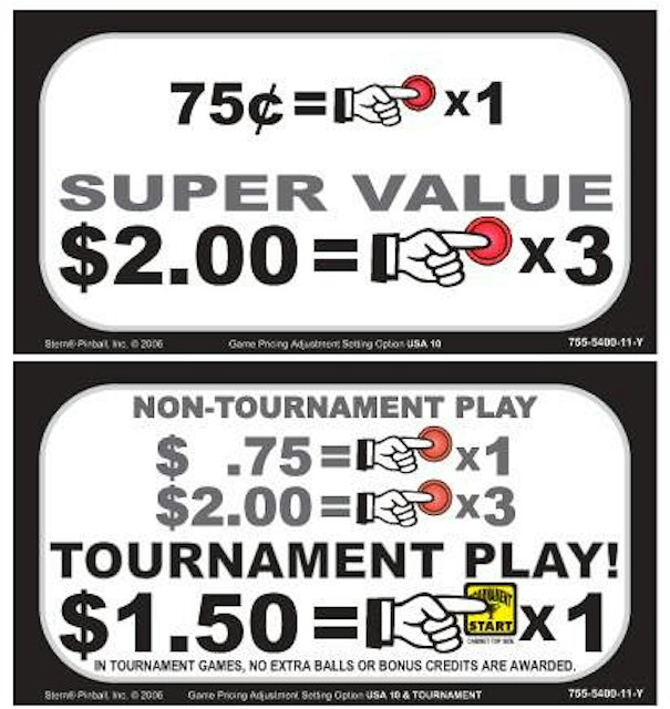 Price card Stern 75¢ x 1 / $2.00 x 3