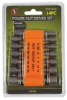 Nutdriver bit set - 14 pieces