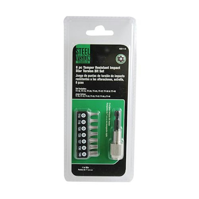 Bit Set - tamper proof Torx 8 pc and holder