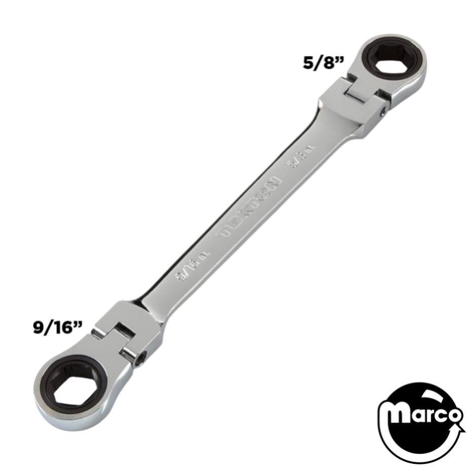 Wrench - box/ratchet 5/8 + 9/16 inch Pinwrench leg bolts