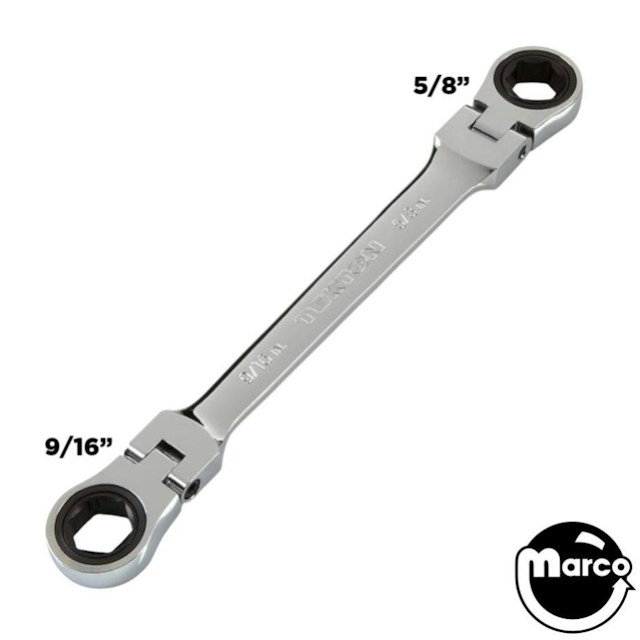 Wrench - box/ratchet 5/8 + 9/16 inch Pinwrench leg bolts