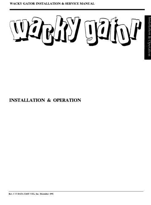 WACKY GATOR (Data East) Manual