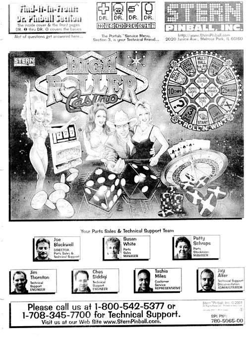 HIGH ROLLER CASINO (Stern) Manual