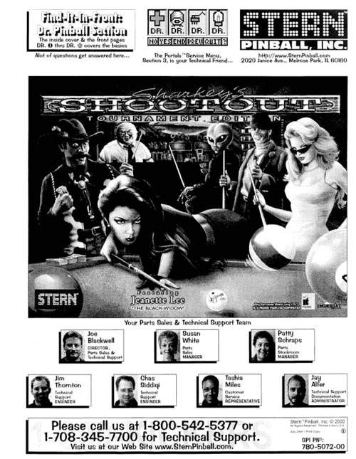 SHARKEY'S SHOOTOUT (Stern) Manual