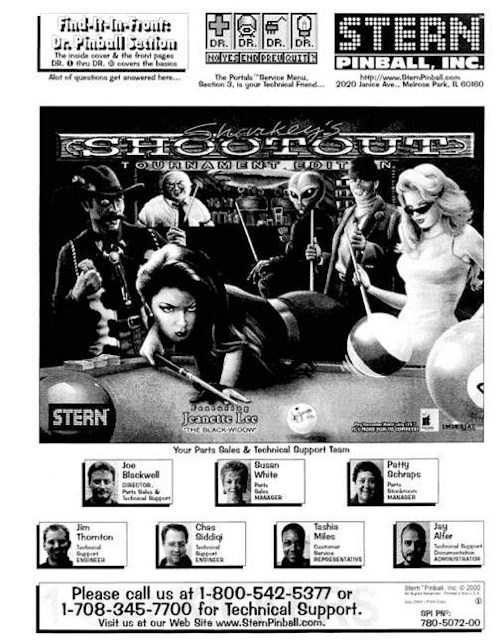 SHARKEY'S SHOOTOUT (Stern) Manual