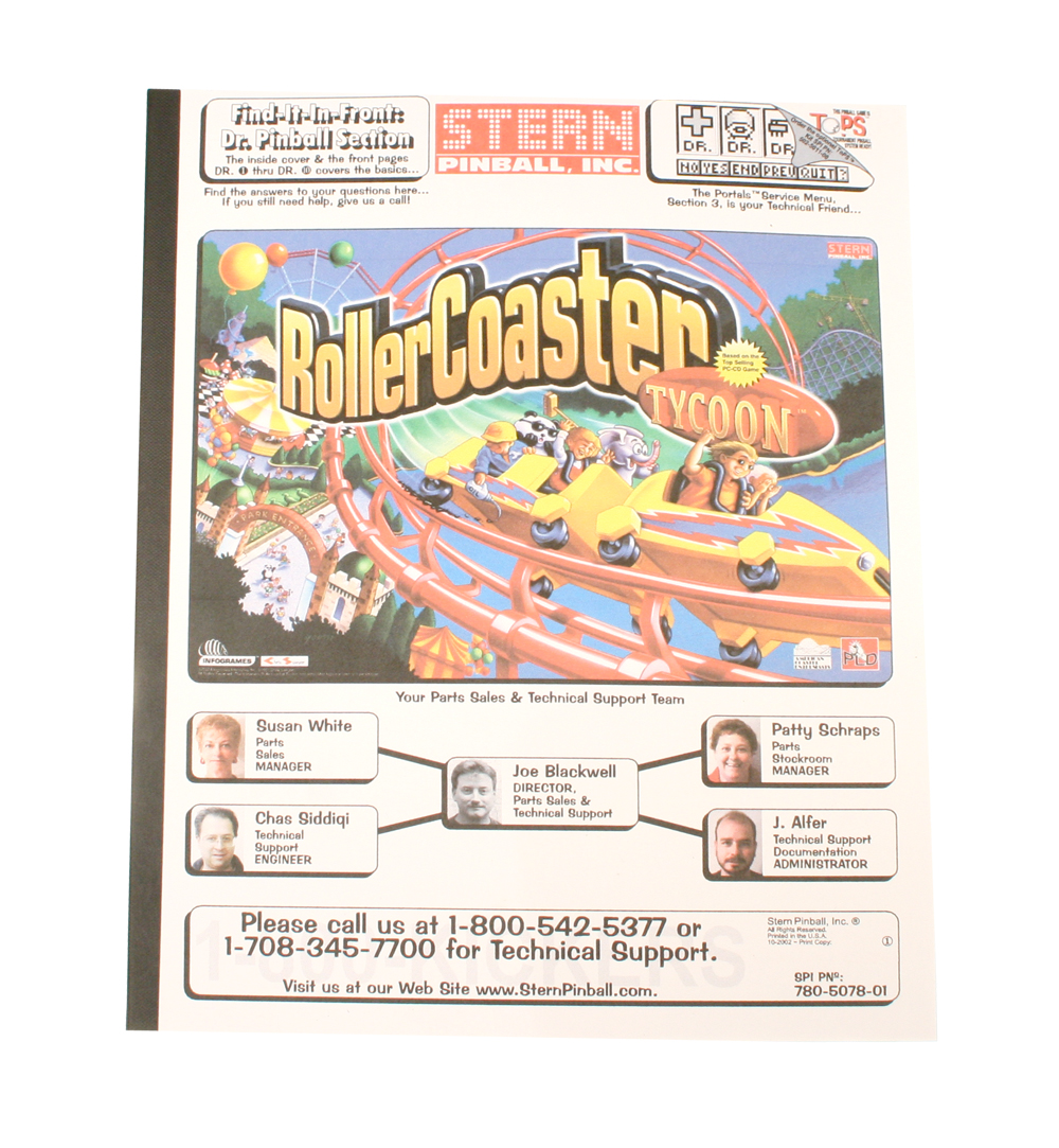ROLLER COASTER TYCOON (Stern) Manual