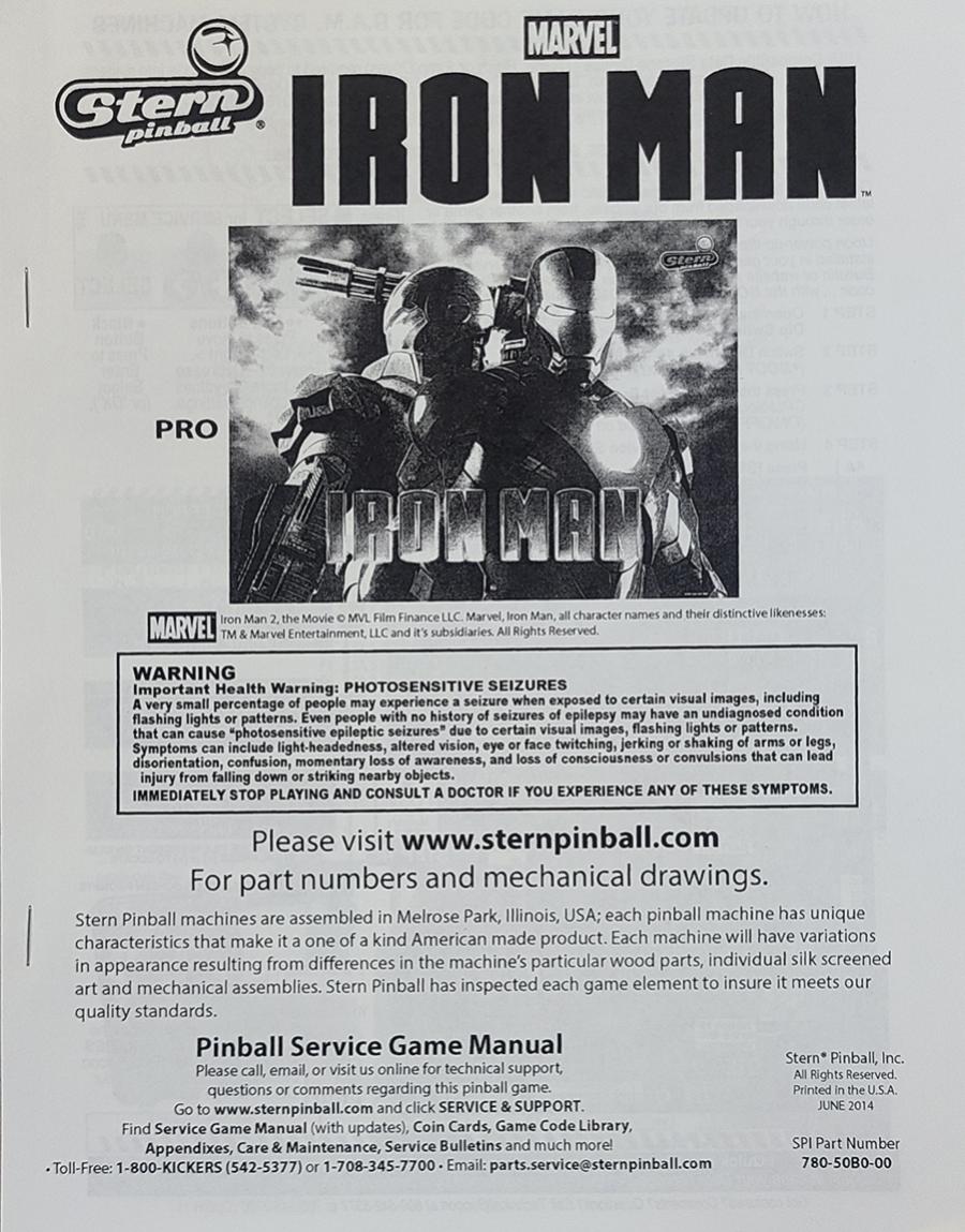 IRON MAN (Stern) Manual