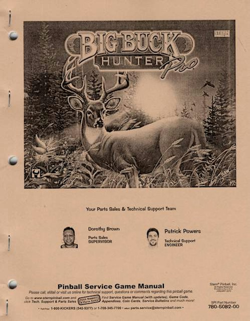 BIG BUCK HUNTER (Stern) Manual